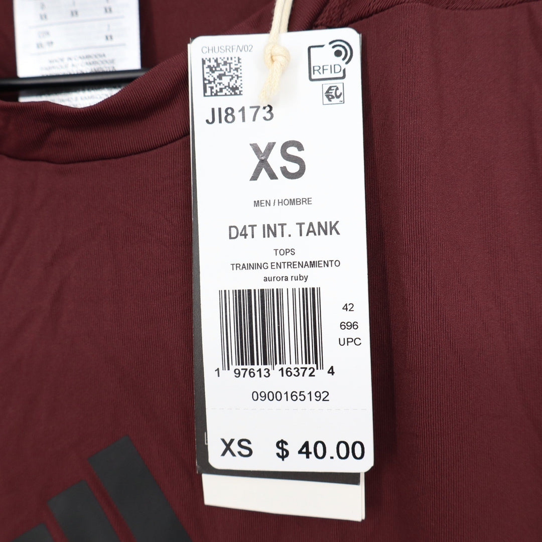 Adidas Mens D4T INT. TANK Training Tank Top Aurora Ruby Burgundy XS