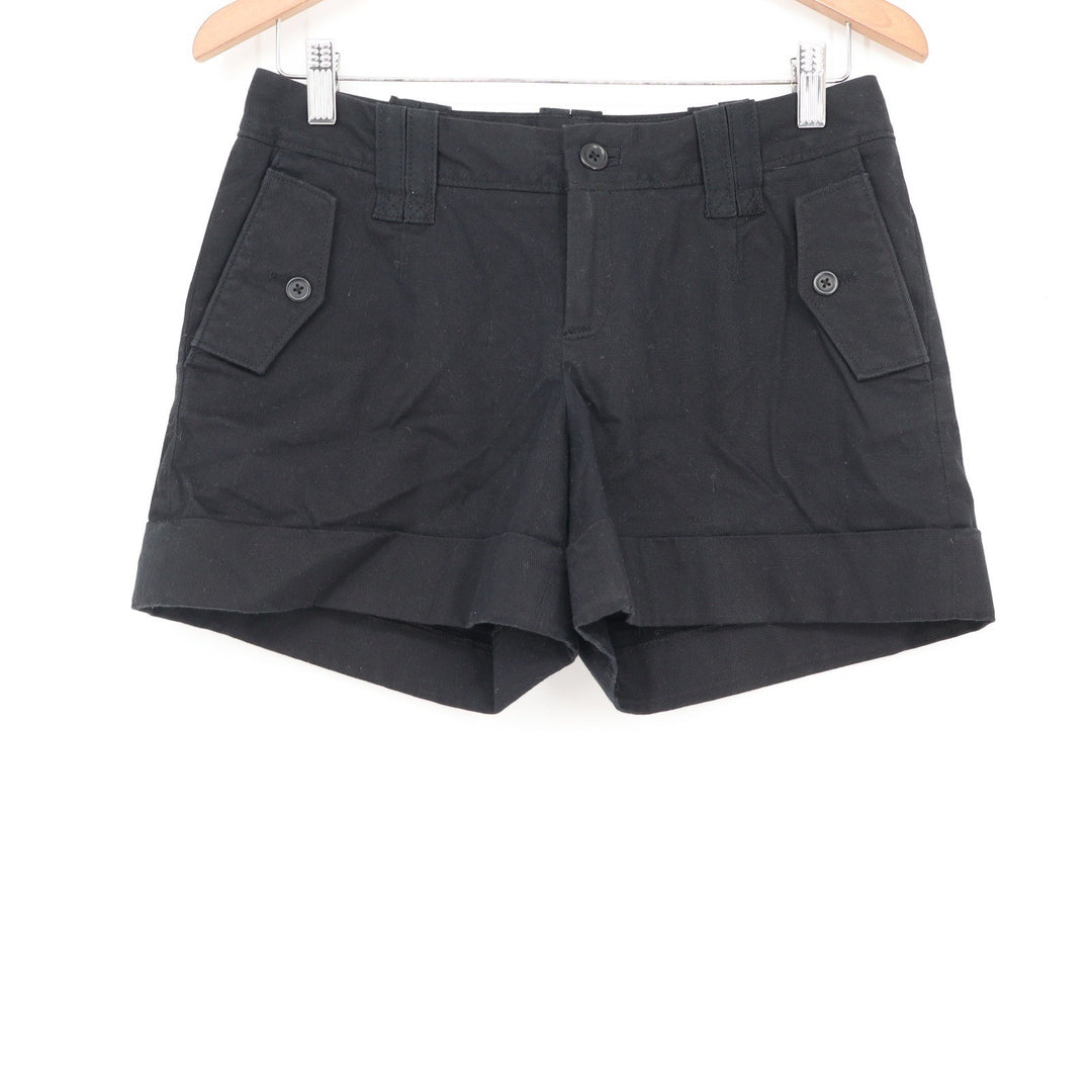 Banana Republic Martin Fit Black Cuffed Chino Shorts Petite 6P Stretch Cotton