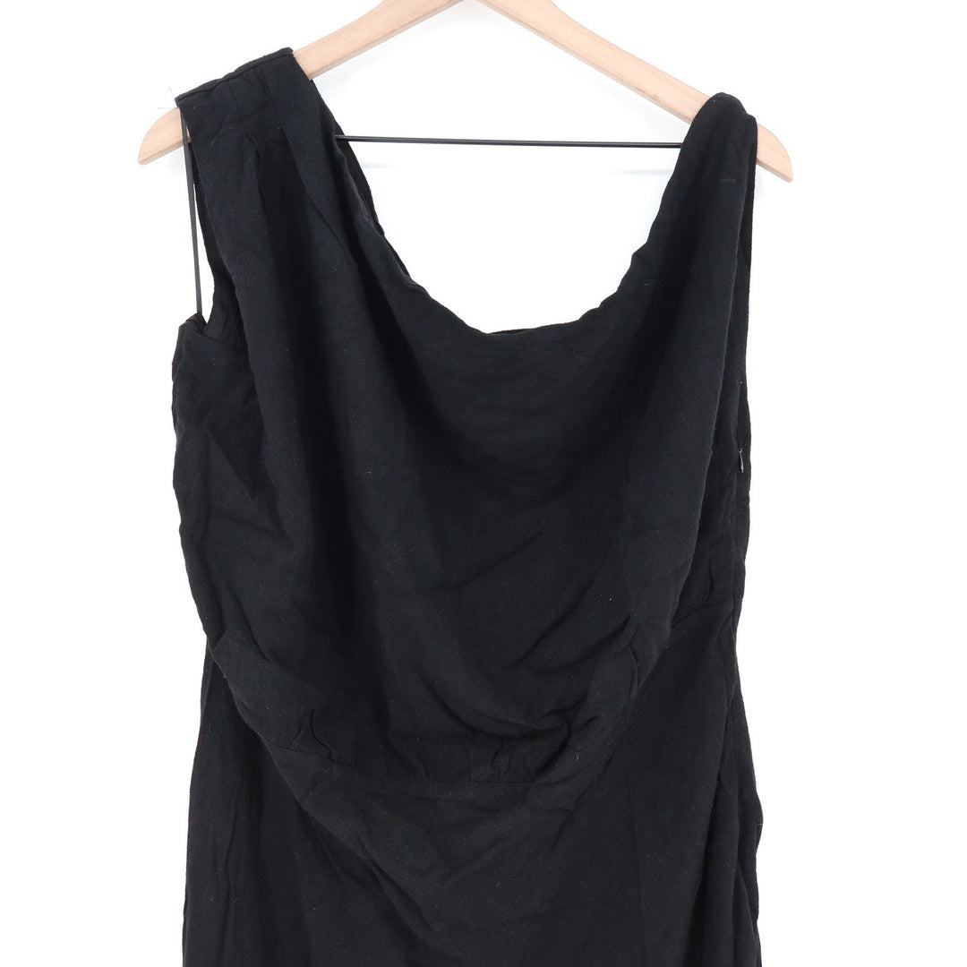 Showpo Jacqueline Black One Shoulder Cowl Neck Linen Blend Maxi Dress Size 14