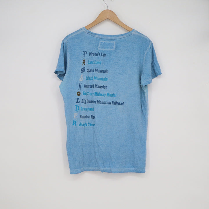 Disney Parks Disneyland Resort Passholder T-Shirt Blue Mineral Wash XXL