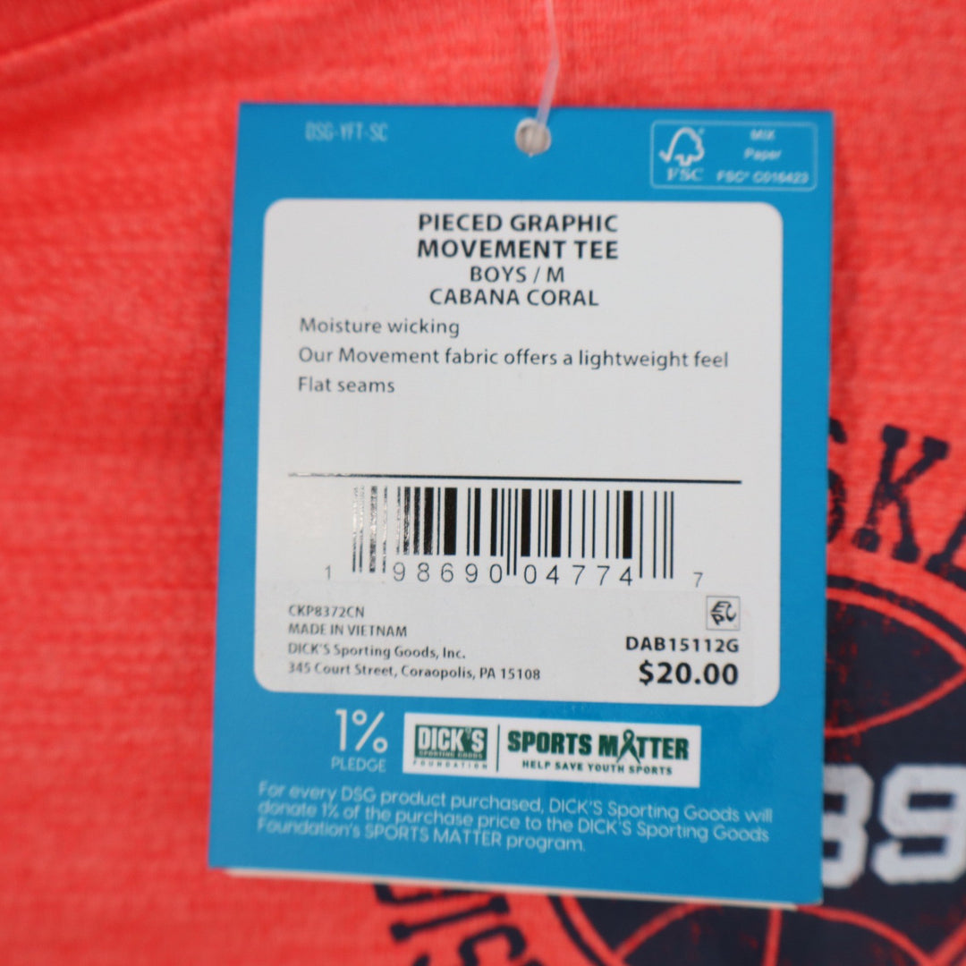 DSG Boys M 10-12 Pieced Graphic Movement Tee Coral Navy Basketball 1989