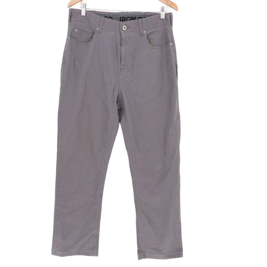 Iron Co. Jeans Mens 32x32 Gray Canvas Cotton Stretch Dark Wash Straight Leg
