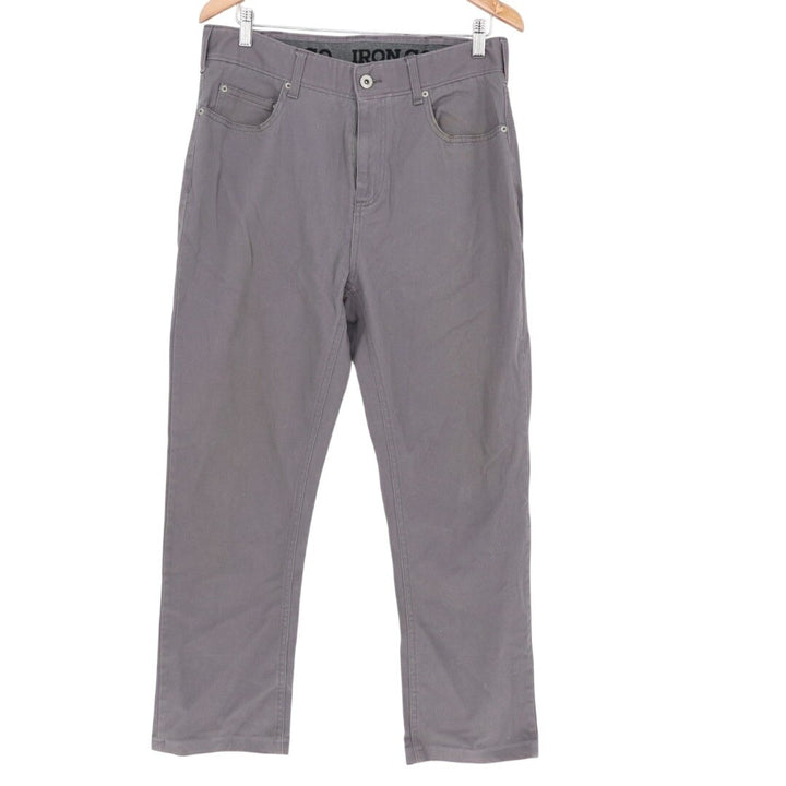 Iron Co. Jeans Mens 32x32 Gray Canvas Cotton Stretch Dark Wash Straight Leg