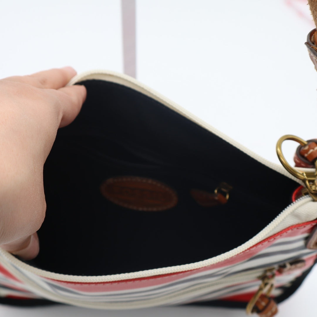 Fossil Keyper Womens Handbag Multicolor Striped Adjustable Strap Crossbody Bag