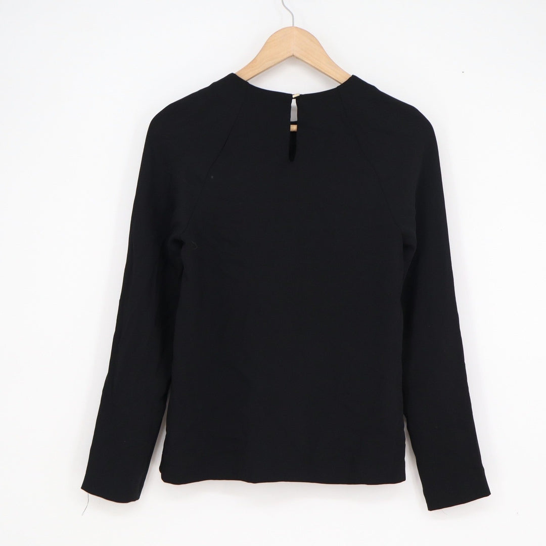 Rachel Rachel Roy Black Cutout Shoulder Pleated Blouse XS Long Sleeve Keyhole