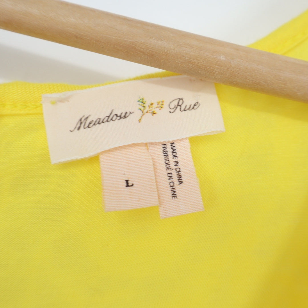 Meadow Rue Anthropologie Yellow Floral Lace Peplum Tank Top Sleeveless Large