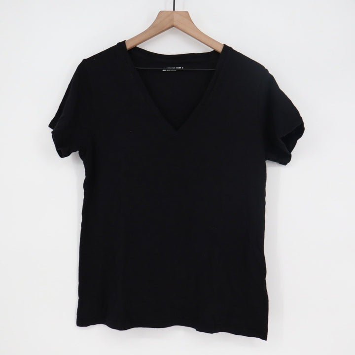 American Giant Black V Neck T Shirt Made in USA Size L Casual Basic Tee