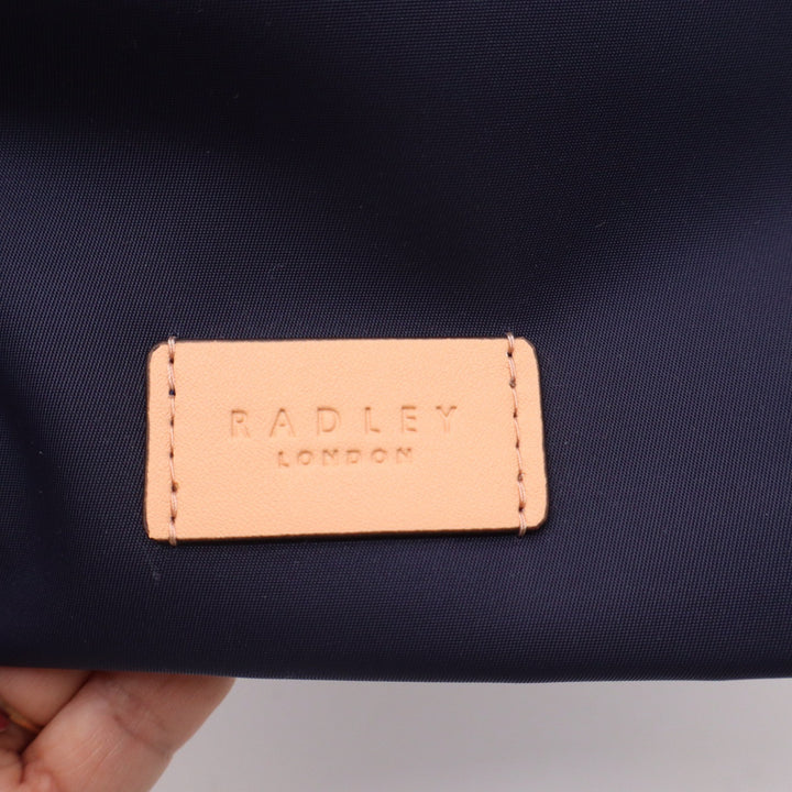 Radley London Pocket Essentials Ziptop Tote Dark Blue Nylon Leather Trim