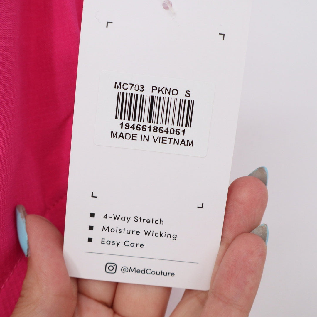 Med Couture Scrub Top Womens S Amp Pink 4-Way Stretch Sleeveless NEW