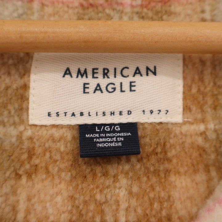 American Eagle Outfitters Fleece Love Shacket Womens Large Brown Plaid Oversized