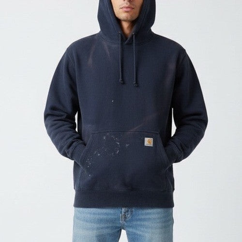 Carhartt Hoodie Men Medium Midnight Blue Cotton Fleece Loose Fit Kangaroo Pocket
