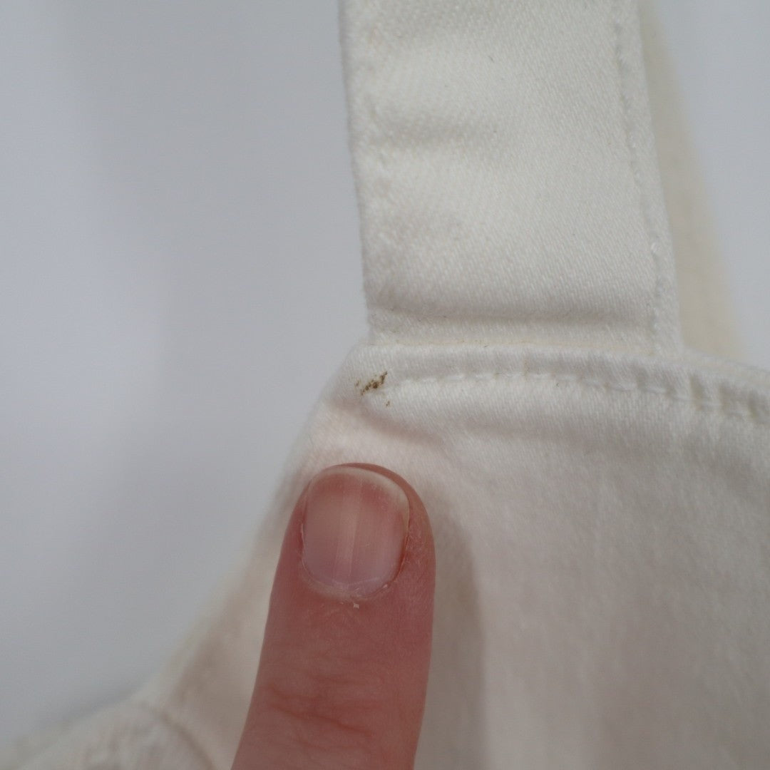 Zara Corset Top Womens Large White Denim Cotton Stretch Back Zip Wide Strap