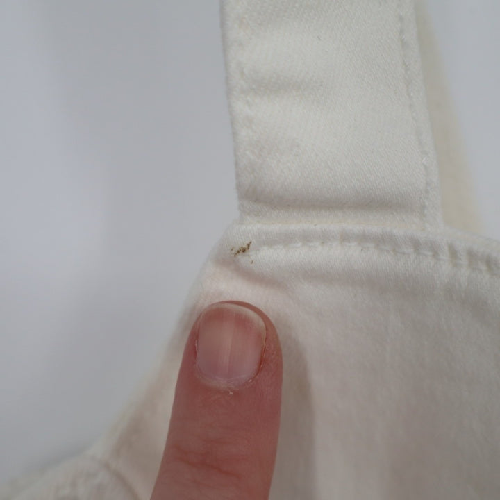 Zara Corset Top Womens Large White Denim Cotton Stretch Back Zip Wide Strap