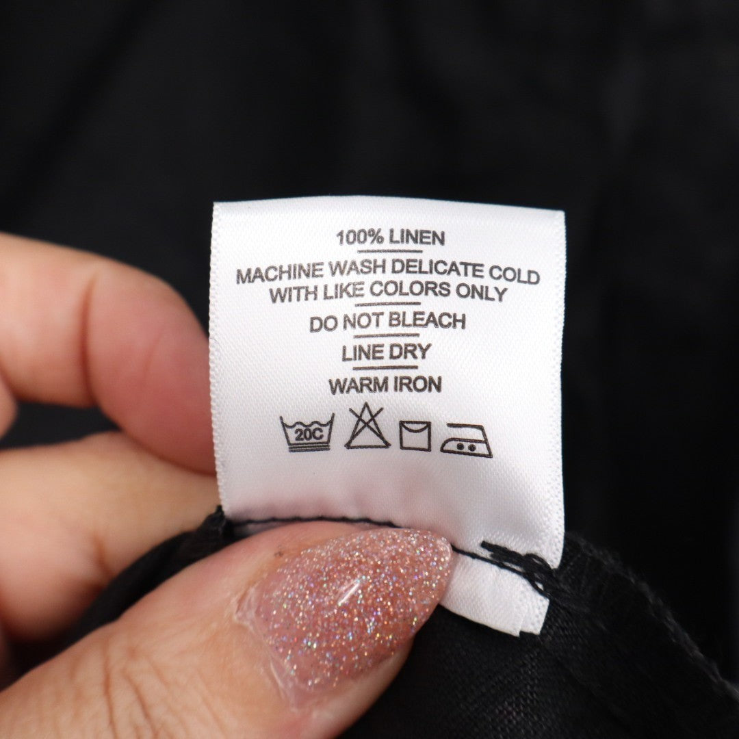 American Giant Tank Dress Womens Medium Black Linen V-Neck Pockets Everyday Wear