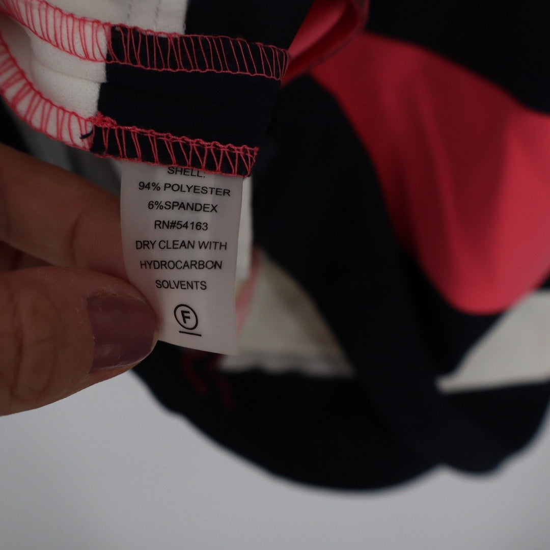 Tommy Hilfiger Coral Navy White Striped Sheath Dress Sleeveless Size 8