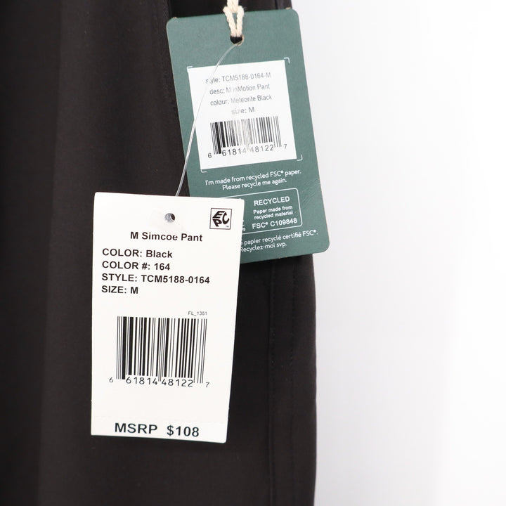 TenTree Mens Simcoe InMotion Pant Meteorite Black Recycled Stretch TCM5188 M NEW