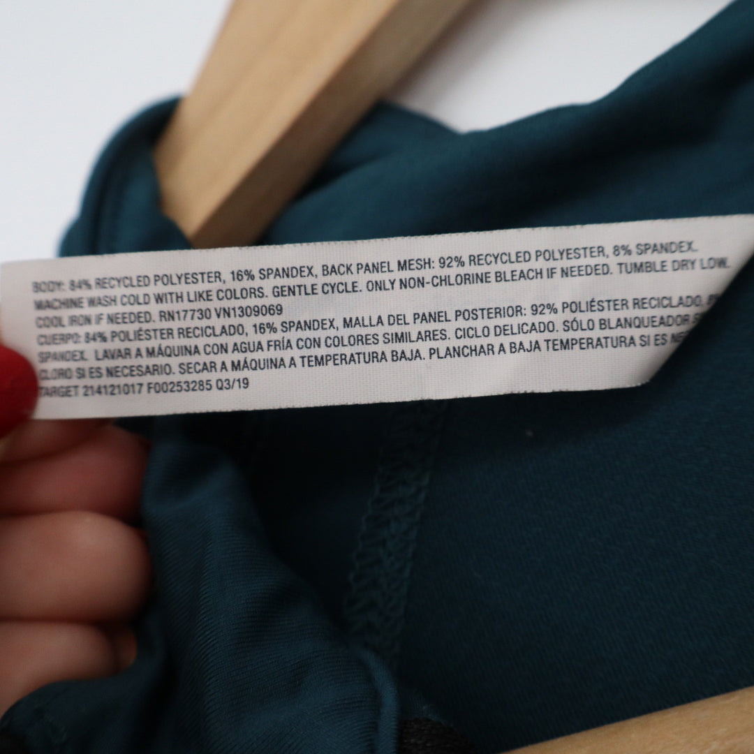 All in Motion Womens Teal Green Quarter Zip Pullover Thumbhole Active Top Size S