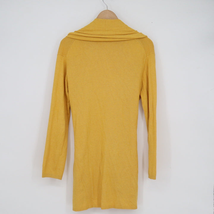 Zara Knit Women's Mustard Yellow Longline Belted Cardigan Sweater Size M