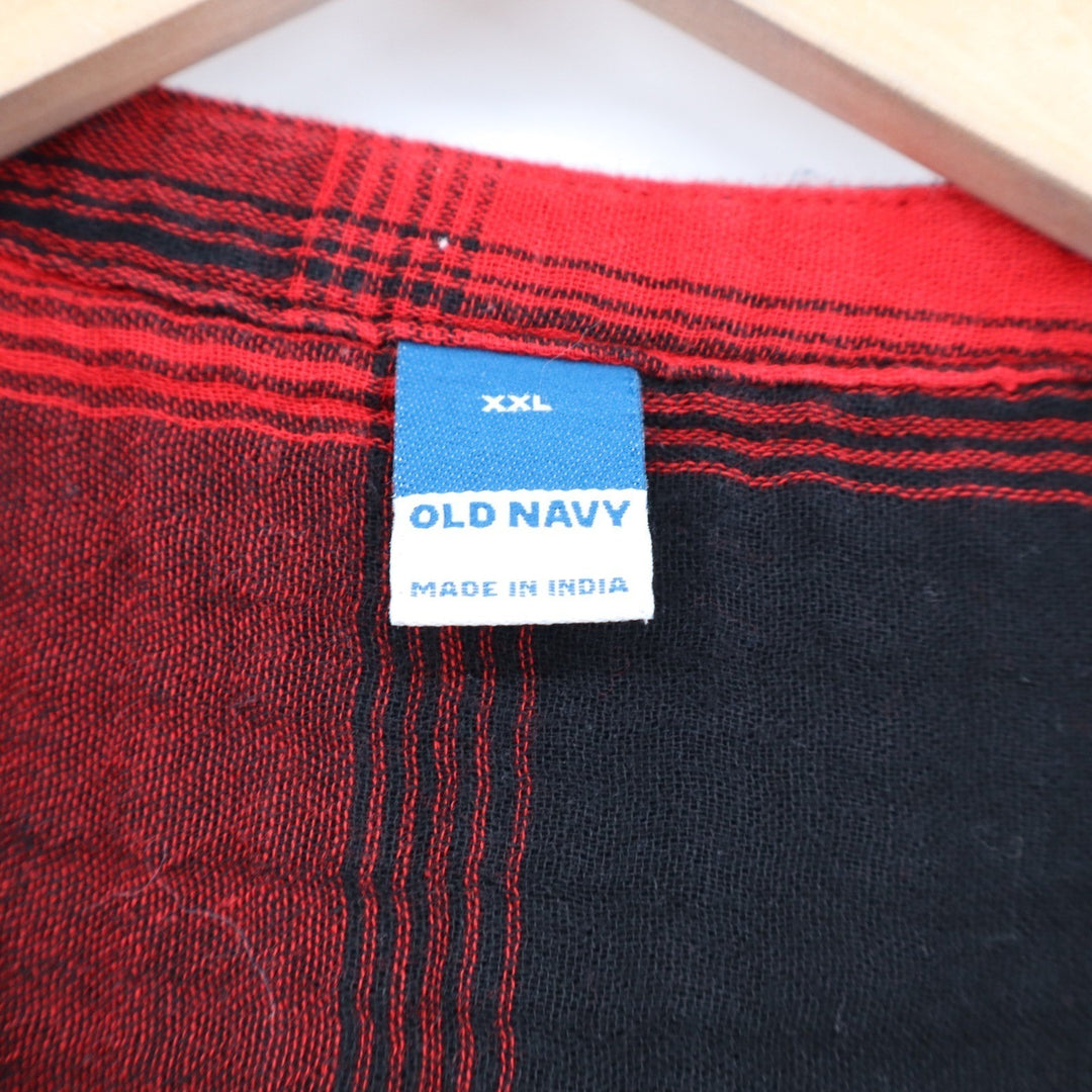 Old Navy Red Black Buffalo Plaid Cotton Gauze Shift Dress Pockets XXL SSA 100