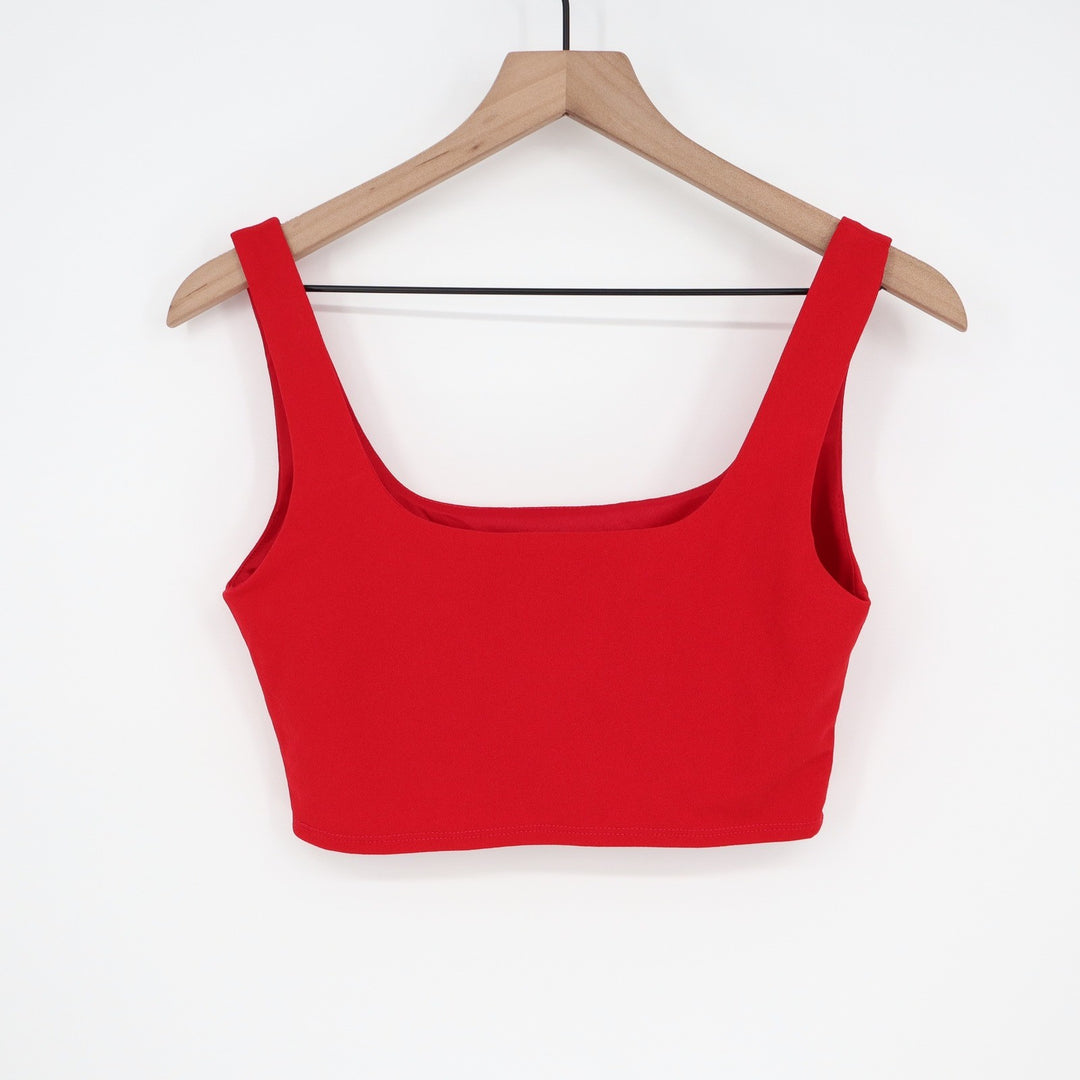 Lulus Red Two Piece Set Square Neck Crop Top Wide Leg Pants Size M 6309