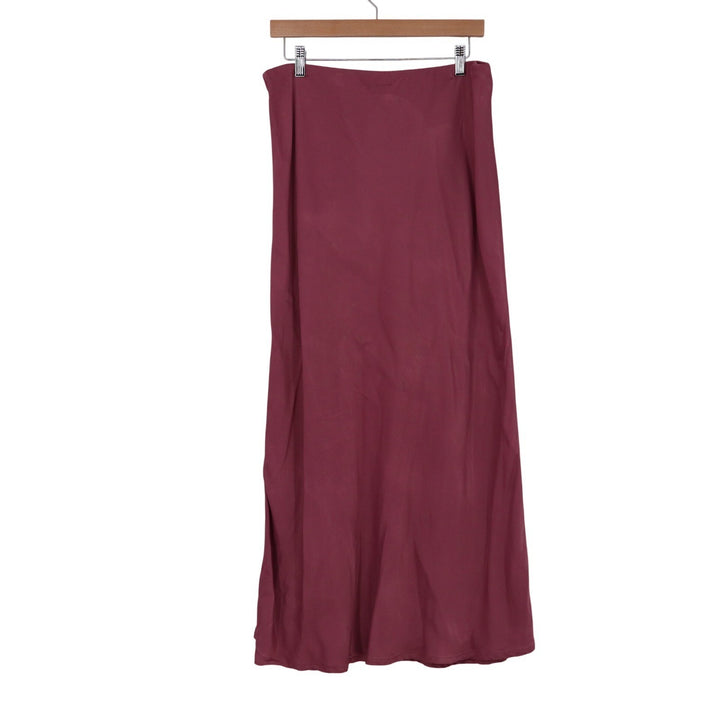 Anthropologie Burgundy Elastic Waist Midi Skirt Wine Red Size L
