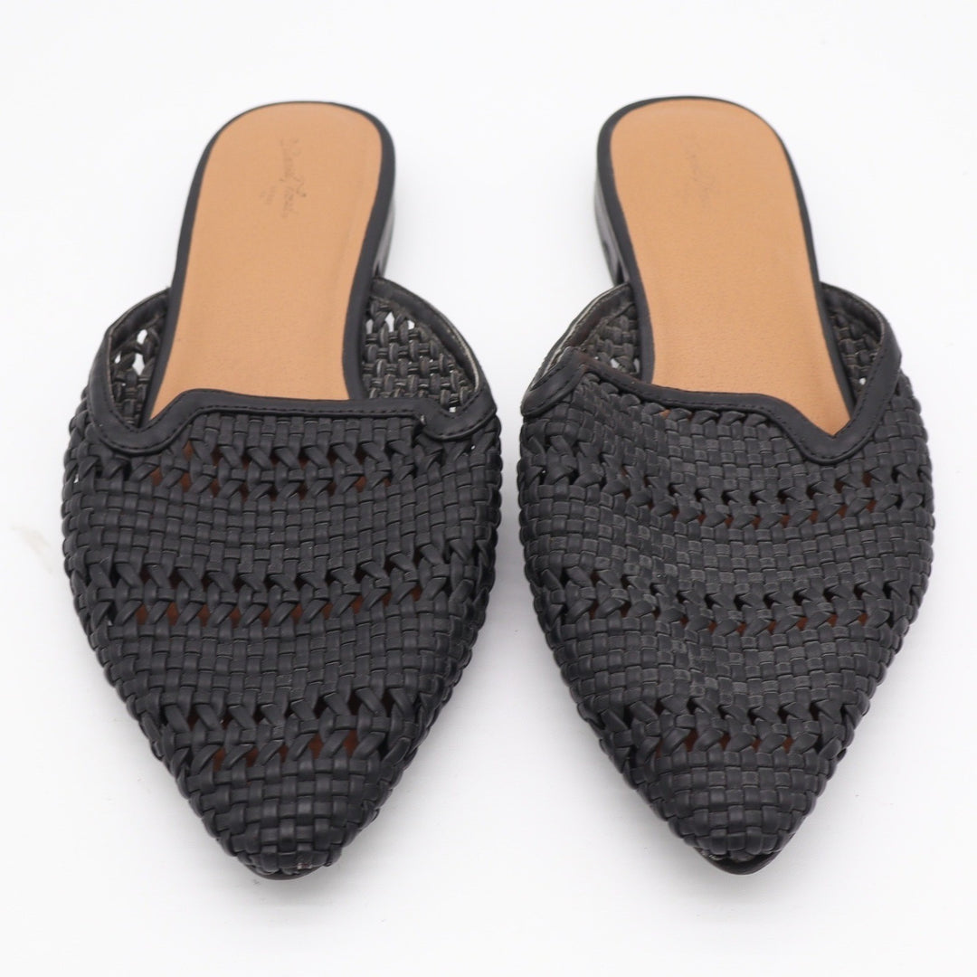 Universal Thread Womens Black Woven Pointed Toe Mule Flats Size 9