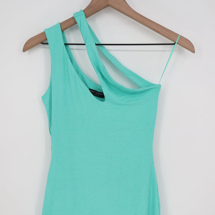 Naked Wardrobe Mint Green One Shoulder Cutout Mini Dress Bodycon Small Slit L