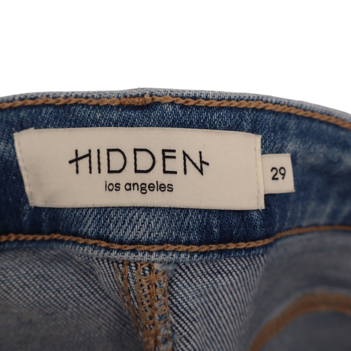 Hidden Los Angeles Flared Jeans Womens 29 Blue Denim Whiskered Pintuck Detail