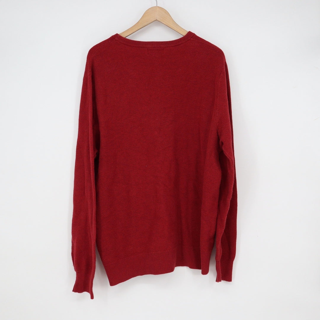 Goodfellow & Co Mens Red Textured Cotton Crew Neck Sweater Large
