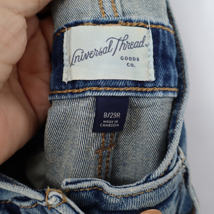 Universal Thread Womens Blue Denim Overalls Straight Leg Medium Wash Size 8/29R