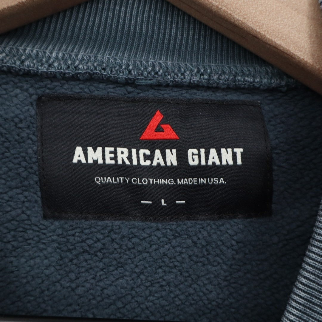 American Giant American Vintage Sweatshirt Unisex Large Blue Cotton Crew Neck