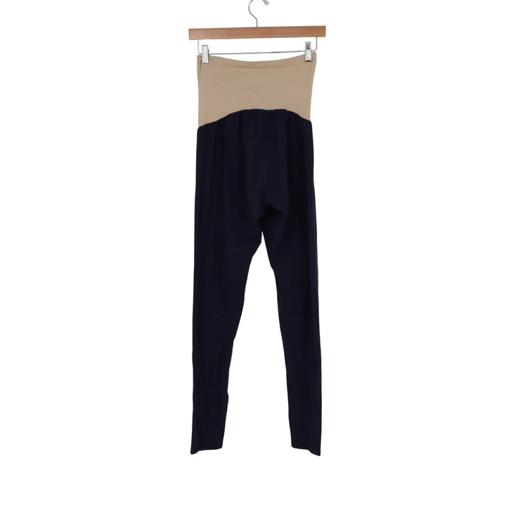 Motherhood Maternity Navy Blue Over the Belly Leggings Size Medium Full Panel