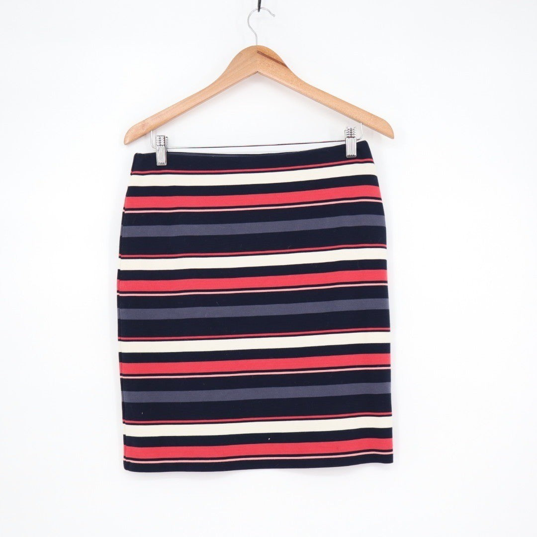 LOFT Outlet Striped Pencil Skirt Navy Red Cream Grey Size S