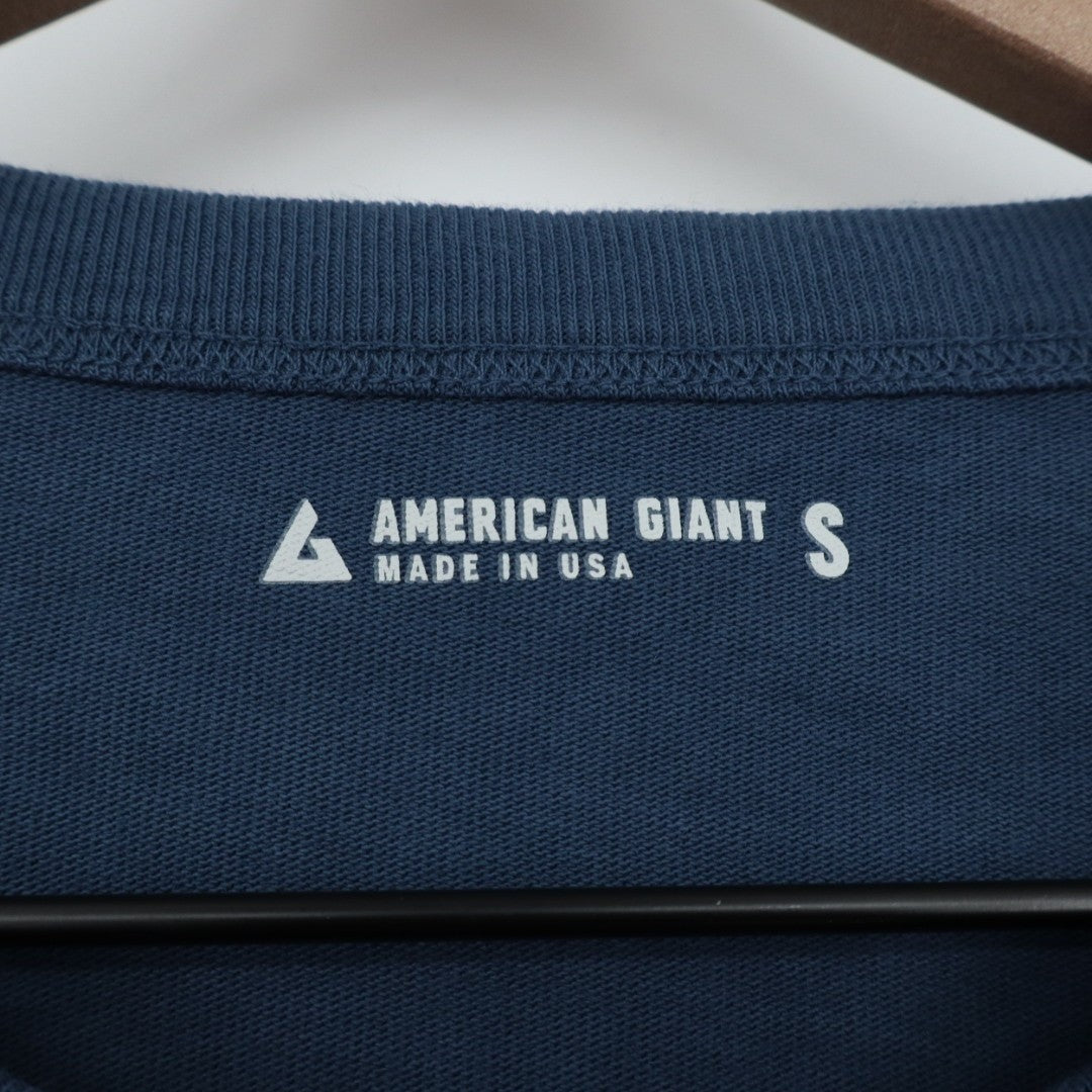 American Giant Everest T-Shirt Men S Blue Cotton Short Sleeve Crew Neck Pullover