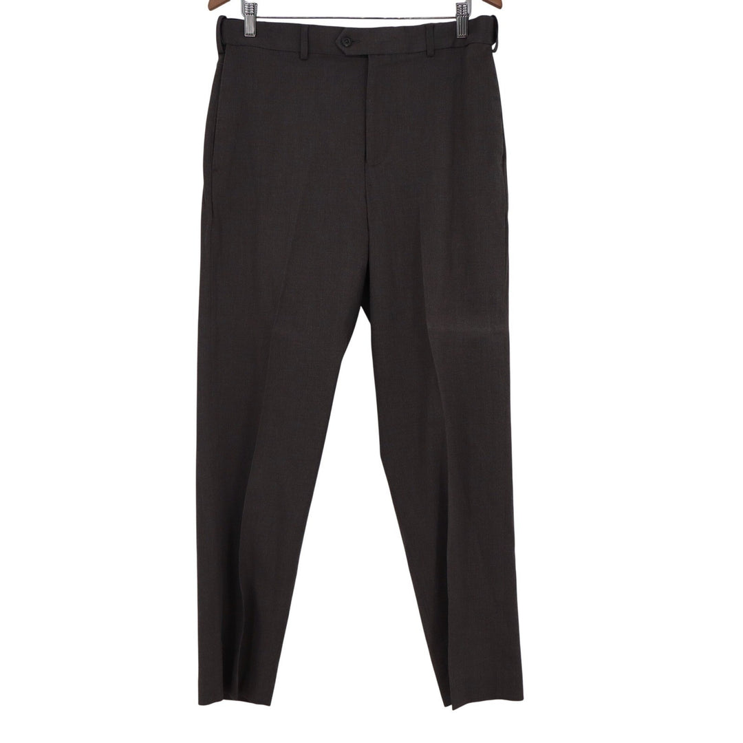 Croft & Barrow Mens Dress Pants 34x30 Charcoal Brown Wool Flat Front Slacks