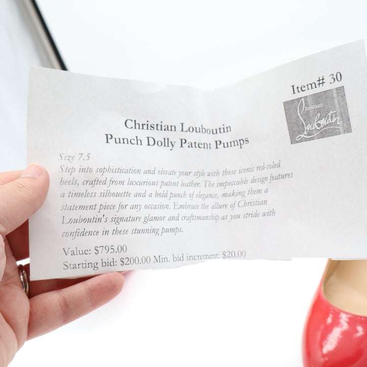Christian Louboutin Punch Dolly Pump Womens 7.5 Red Patent Leather Stiletto Heel