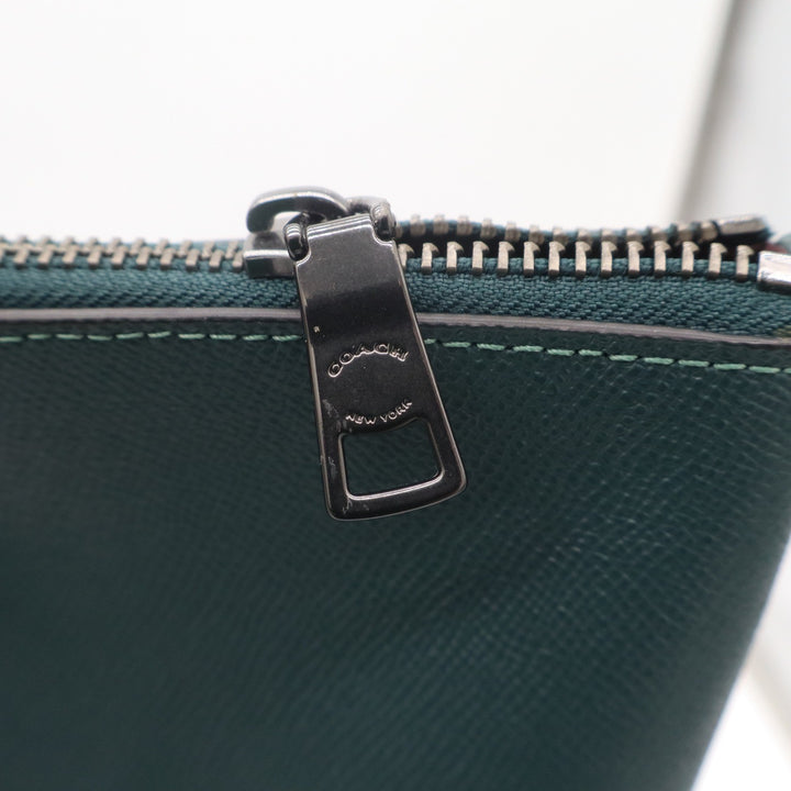 Coach Gallery Tote Forest Green Crossgrain Leather Shoulder Bag Gunmetal
