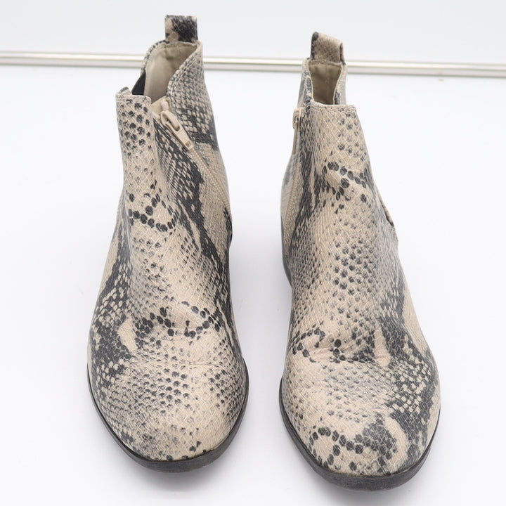 SO Hannosnake Womens Ankle Booties Faux Snakeskin Grey Cream Size 10