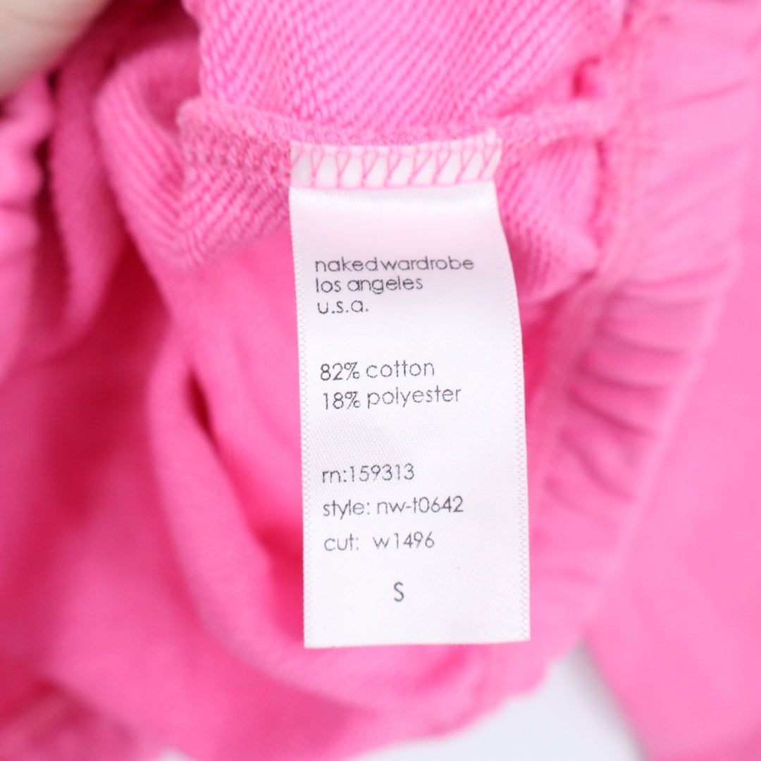 Naked Wardrobe Womens Neon Pink Cropped Hoodie Sweatshirt Size S