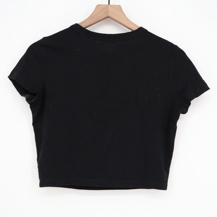 Wild Fable Womens Black Short Sleeve Crewneck Cropped Baby Tee Shirt Size M
