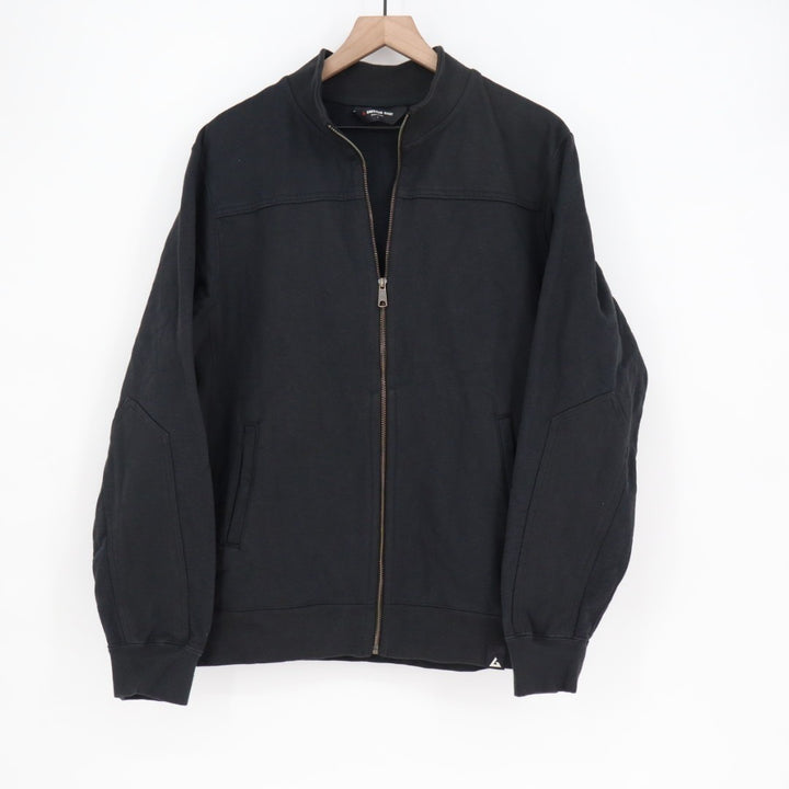 American Giant Fleece Bomber Jacket Mens Large Black Ribbed Relaxed Fit Full Zip