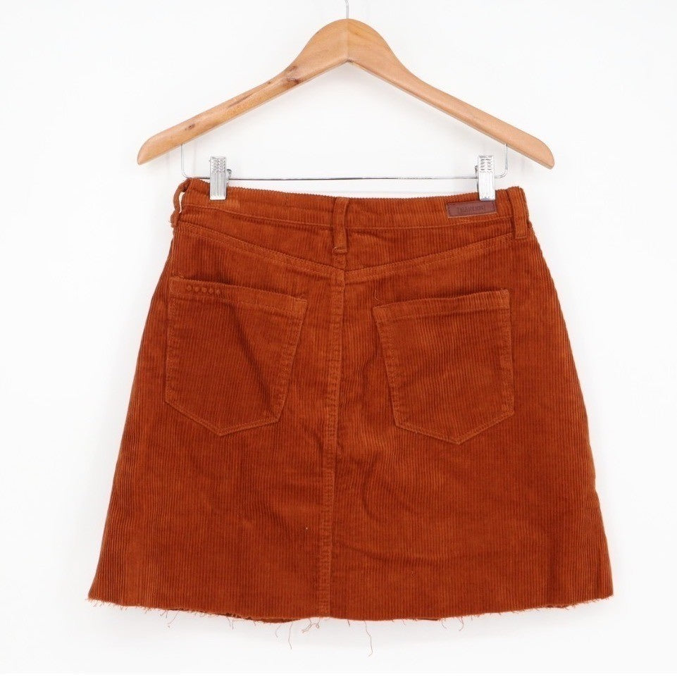 Blanknyc Mini Skirt Womens 27 Rust Brown Cotton Corduroy Zip Fly Outdoor Wear