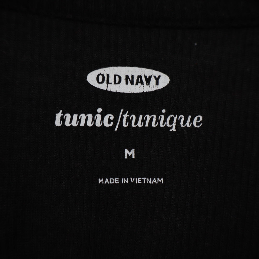 Old Navy Tunic T-Shirt Womens Medium Black Knit Round Neck Long Sleeve Pullover