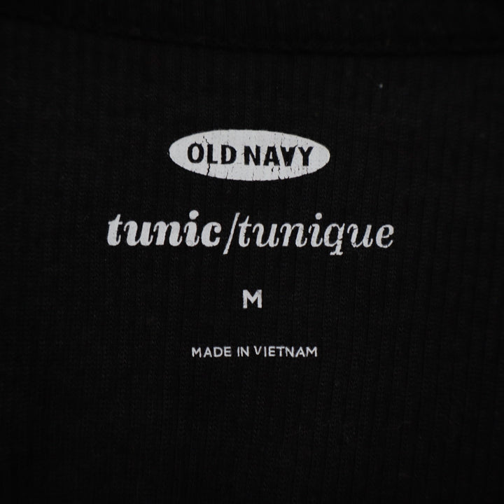 Old Navy Tunic T-Shirt Womens Medium Black Knit Round Neck Long Sleeve Pullover