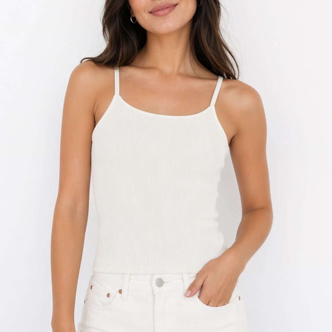 Shapermint Essentials All Day Every Day Cami Top Womens Large White Scoop Neck