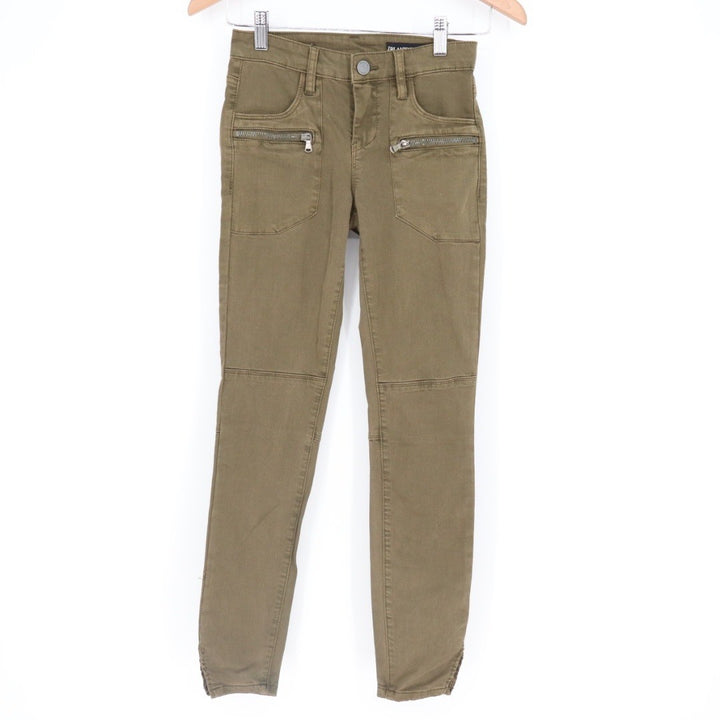 BLANKNYC Olive Green Moto Cargo Pants Size 24 Zipper Pockets Skinny Fit