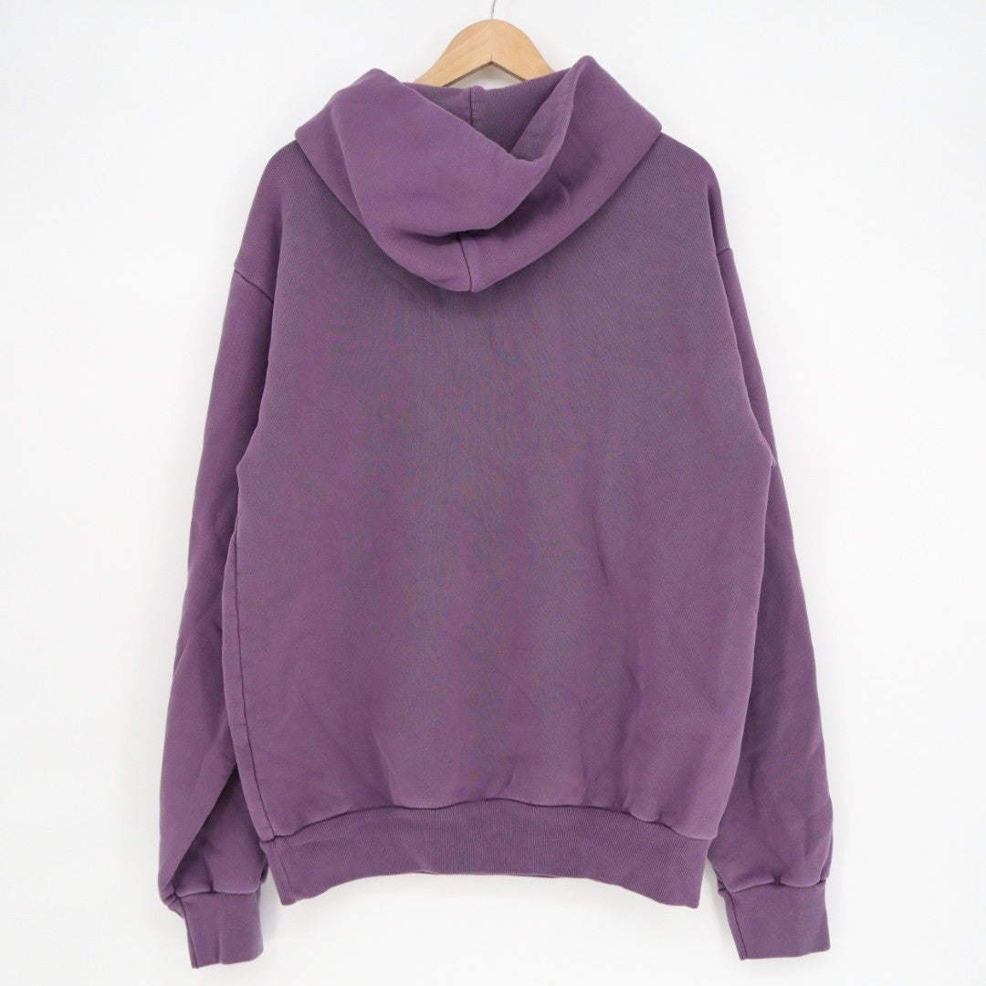 American Giant Hoodie Mens Medium Purple Logo Fleece Lined Cotton Drop Shoulder