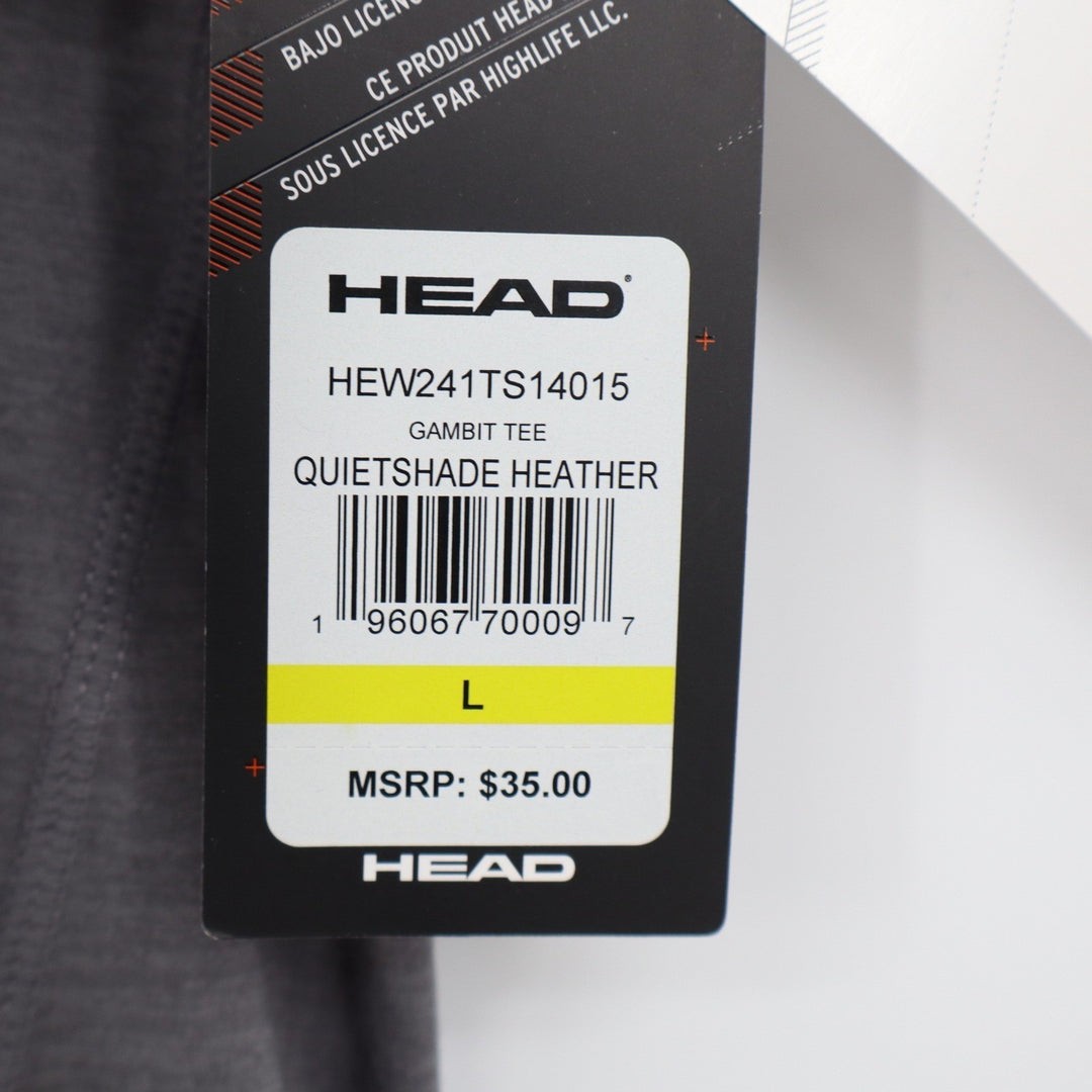 HEAD Womens Gambit Tee Quietshade Heather Gray Athletic Shirt L NEW