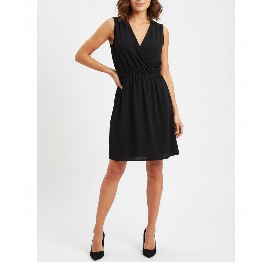 Sparkle & Fade Surplice Dress Womens S Black Pleated V-Neck Sleeveless Outdoor