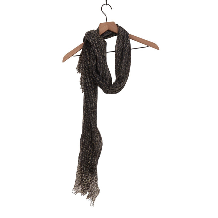 Scarf Womens Black Gray Woven Knit Fringed Edges Neck Warmer Cozy Winter Wear